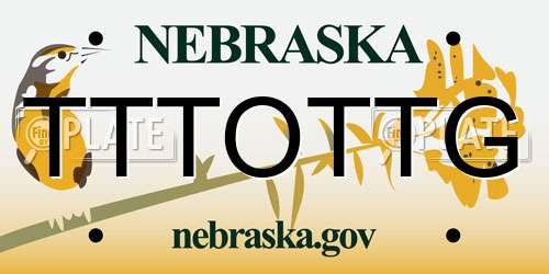 TTTOTTG Nebraska License Plate