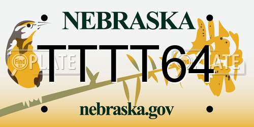 TTTT64 Nebraska License Plate