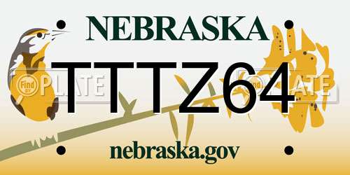 TTTZ64 Nebraska License Plate