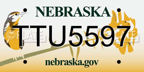 TTU5597 Nebraska License Plate