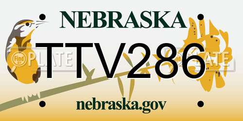 TTV286 Nebraska License Plate