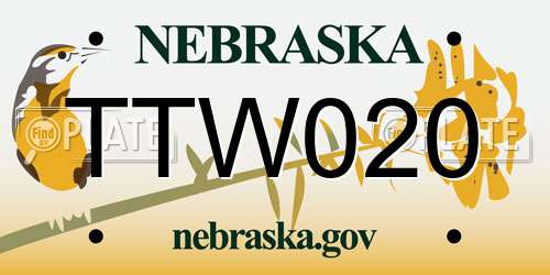 TTW020 Nebraska License Plate
