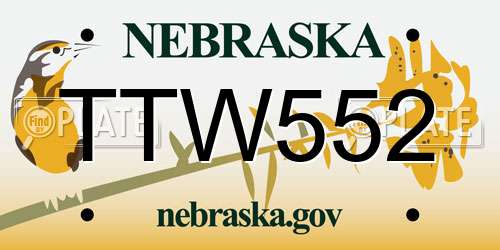 TTW552 Nebraska License Plate