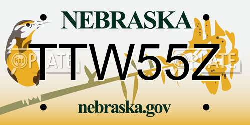 TTW55Z Nebraska License Plate