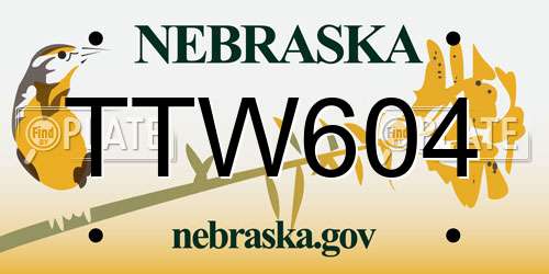 TTW604 Nebraska License Plate