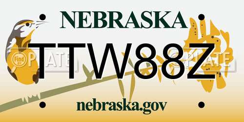 TTW88Z Nebraska License Plate