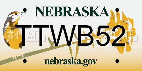 TTWB52 Nebraska License Plate