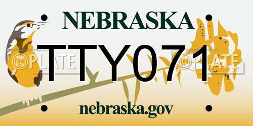 TTY071 Nebraska License Plate