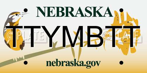 TTYMBTT Nebraska License Plate