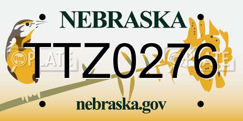 TTZ0276 Nebraska License Plate