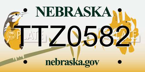 TTZ0582 Nebraska License Plate