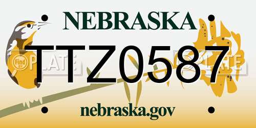 TTZ0587 Nebraska License Plate