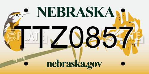 TTZ0857 Nebraska License Plate