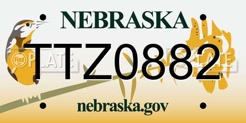 TTZ0882 Nebraska License Plate