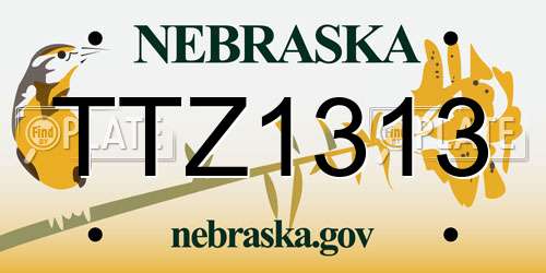 TTZ1313 Nebraska License Plate