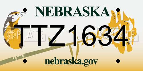 TTZ1634 Nebraska License Plate
