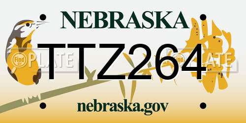 TTZ264 Nebraska License Plate