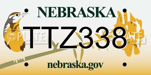 TTZ338 Nebraska License Plate