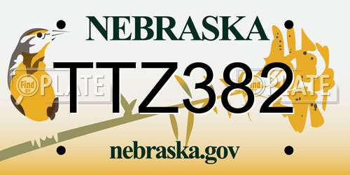 TTZ382 Nebraska License Plate