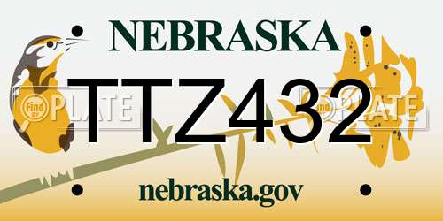 TTZ432 Nebraska License Plate