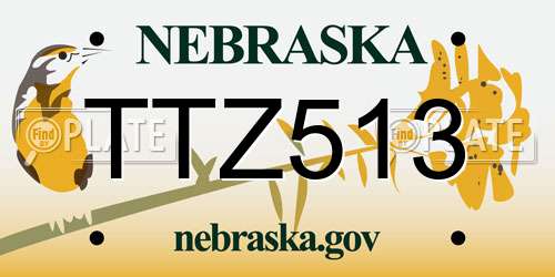 TTZ513 Nebraska License Plate