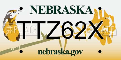 TTZ62X Nebraska License Plate