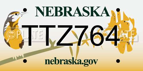 TTZ764 Nebraska License Plate