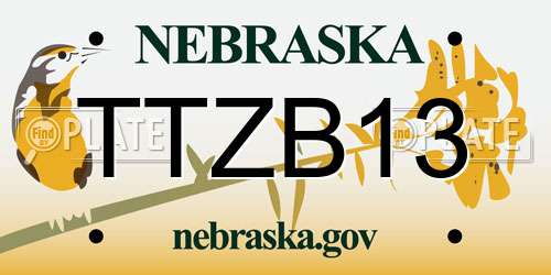 TTZB13 Nebraska License Plate