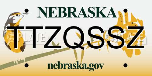 TTZQSSZ Nebraska License Plate