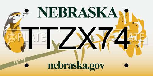 TTZX74 Nebraska License Plate