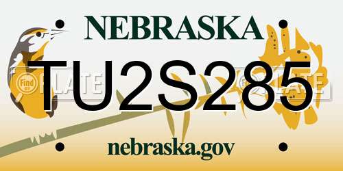TU2S285 Nebraska License Plate