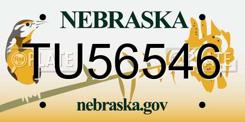 TU56546 Nebraska License Plate