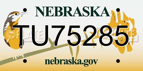 TU75285 Nebraska License Plate