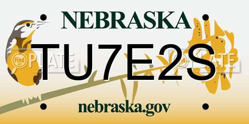TU7E2S Nebraska License Plate