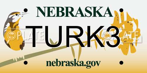TURK3 Nebraska License Plate