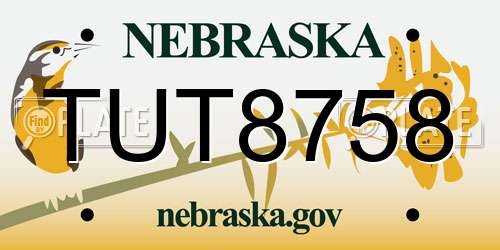 TUT8758 Nebraska License Plate