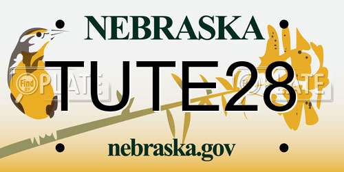 TUTE28 Nebraska License Plate