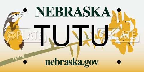 TUTU Nebraska License Plate