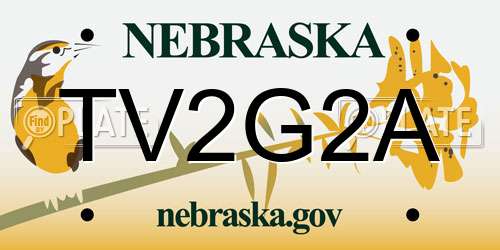 TV2G2A Nebraska License Plate