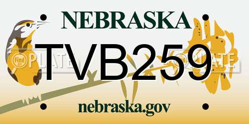 TVB259 Nebraska License Plate