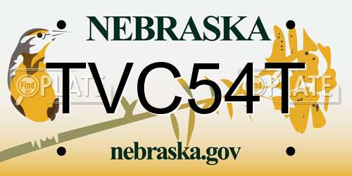 TVC54T Nebraska License Plate
