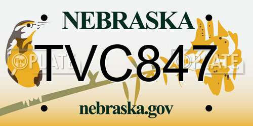 TVC847 Nebraska License Plate