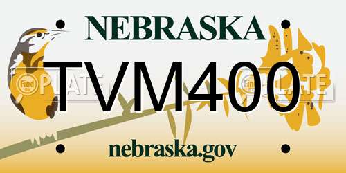 TVM400 Nebraska License Plate