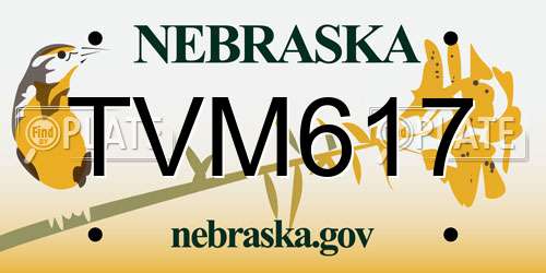 TVM617 Nebraska License Plate