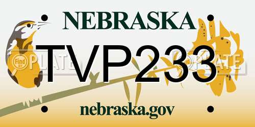 TVP233 Nebraska License Plate