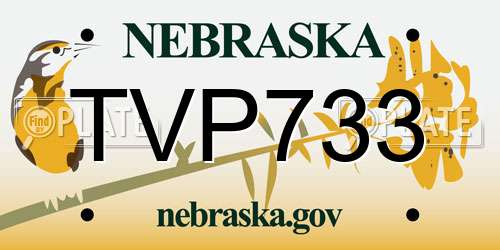 TVP733 Nebraska License Plate