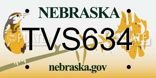 TVS634 Nebraska License Plate