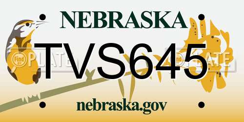TVS645 Nebraska License Plate