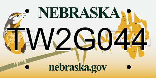 TW2G044 Nebraska License Plate
