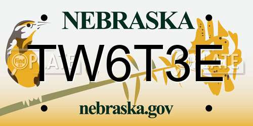 TW6T3E Nebraska License Plate